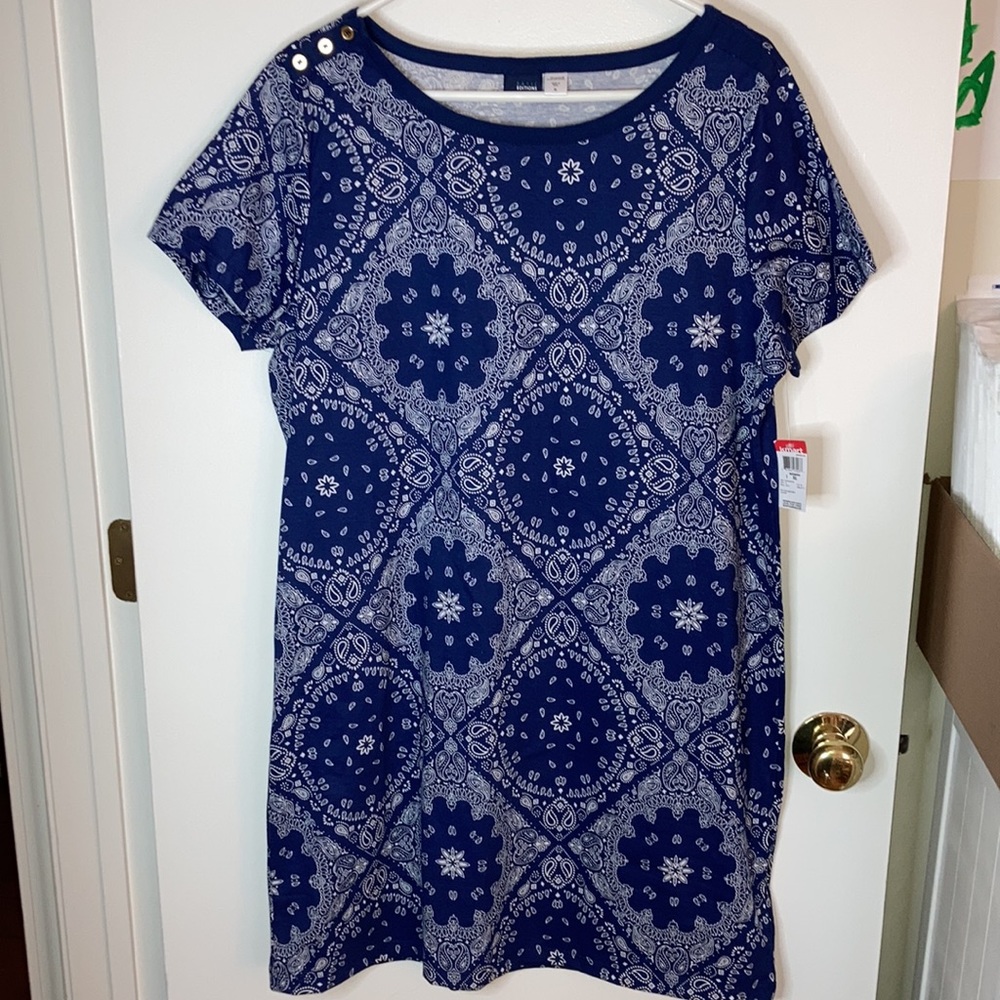 Bandana STYLE Blue and White Sheath Dress w